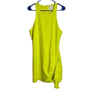 CINQ À SEPT Makayla Ruffle Mini Dress in Neon Green, Size 14